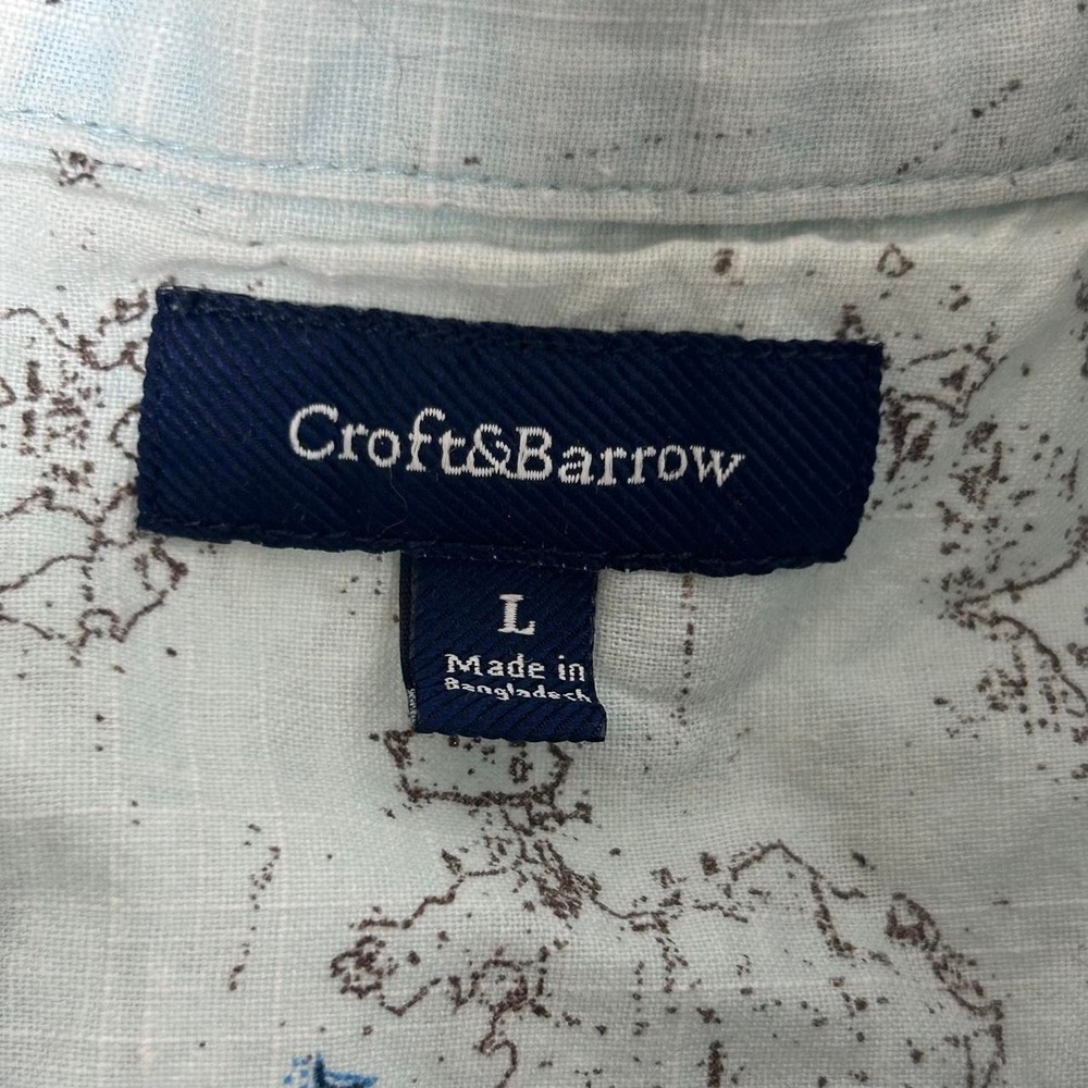 Croft & Barrow Light Blue Sailboat Patterned Button Down Shirt L - Picture 4 of 5